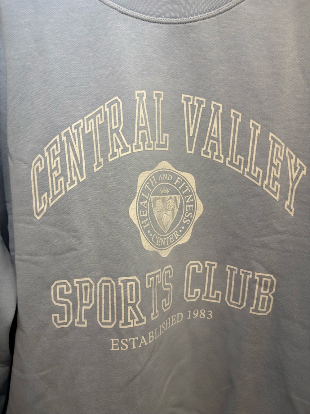 J. CREW Light Blue Central Valley Sports Club Crewneck Sweatshirt size M. NWOT - Picture 2 of 6